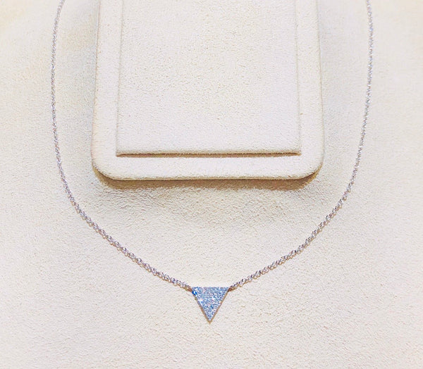 Modern White Gold and Diamonds Triangle Necklace