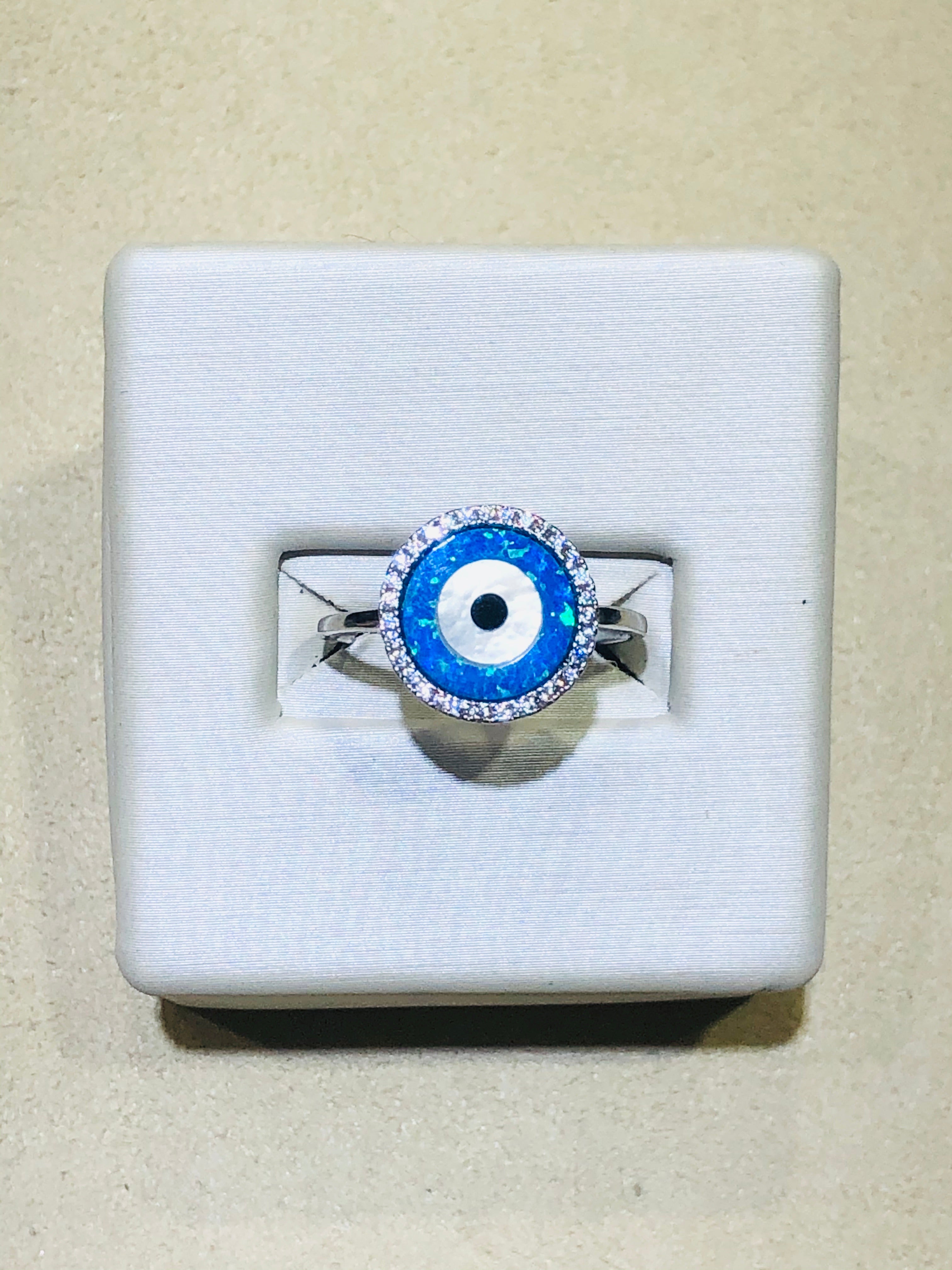 Blue Opal Evil Eye Ring